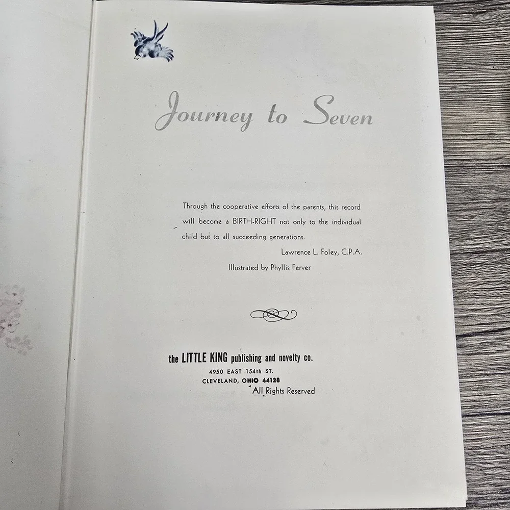 Vintage Baby Memory Book Journey to Seven 1947 Boy Girl Record‎ Unisex Pastel